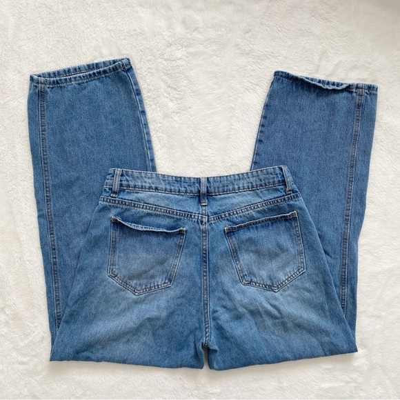 SHEIN | Blue high waisted straight leg jeans - Picture 4 of 7